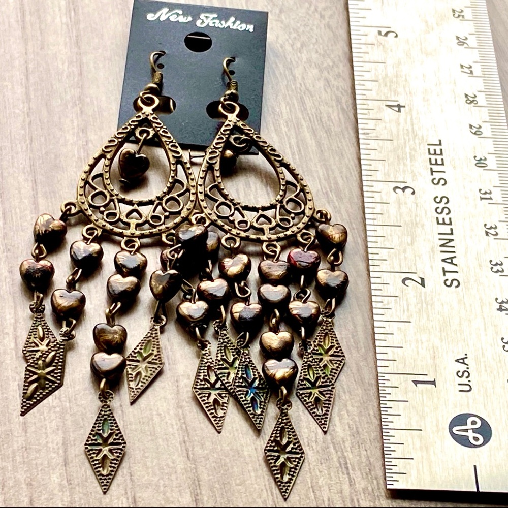 Earrings Boho Antiqued Brass style -NEW - Picture 5 of 6